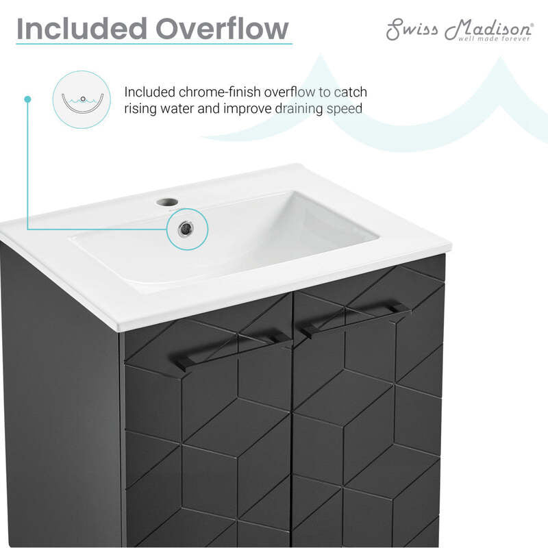Swiss Madison Annecy 24" Bathroom Vanity in Phantom Black