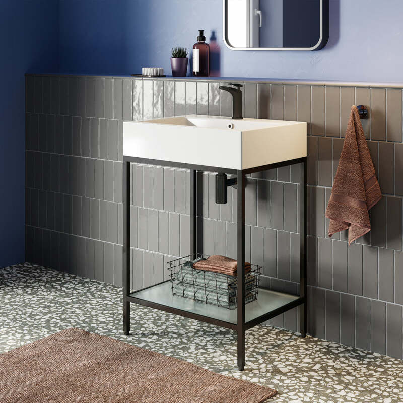 Swiss Madison Pierre 24 Single, Freestanding, Matte Black Metal Frame Bathroom Vanity