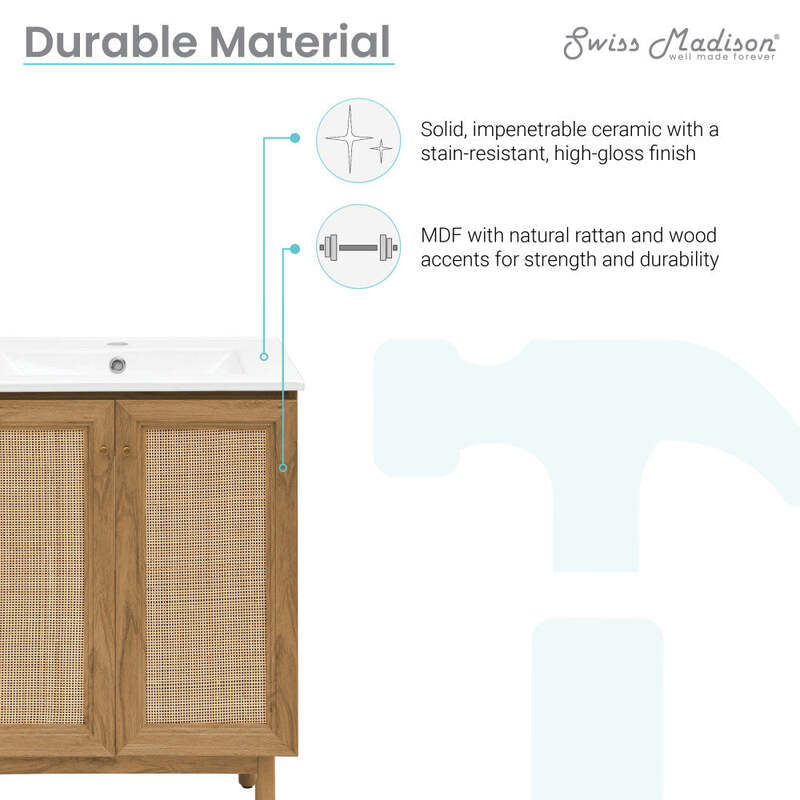 Swiss Madison Classe 24" Bathroom Vanity in Oak