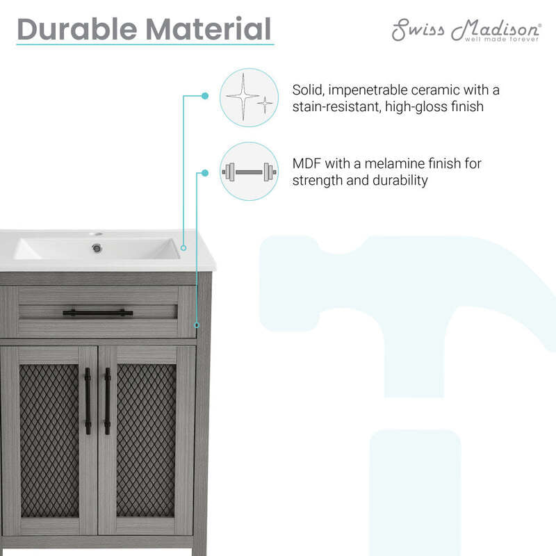 Swiss Madison Calice 24" Bathroom Vanity in Carbon Grey