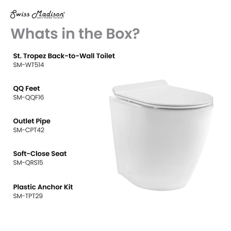 Swiss Madison St. Tropez Back-to-Wall Elongated Toilet Bowl