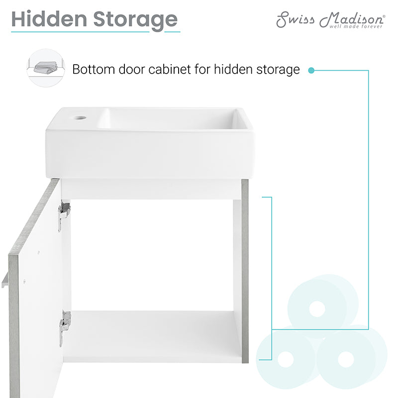 Swiss Madison Colmer 18 Single, One Cabinet, Bathroom Vanity