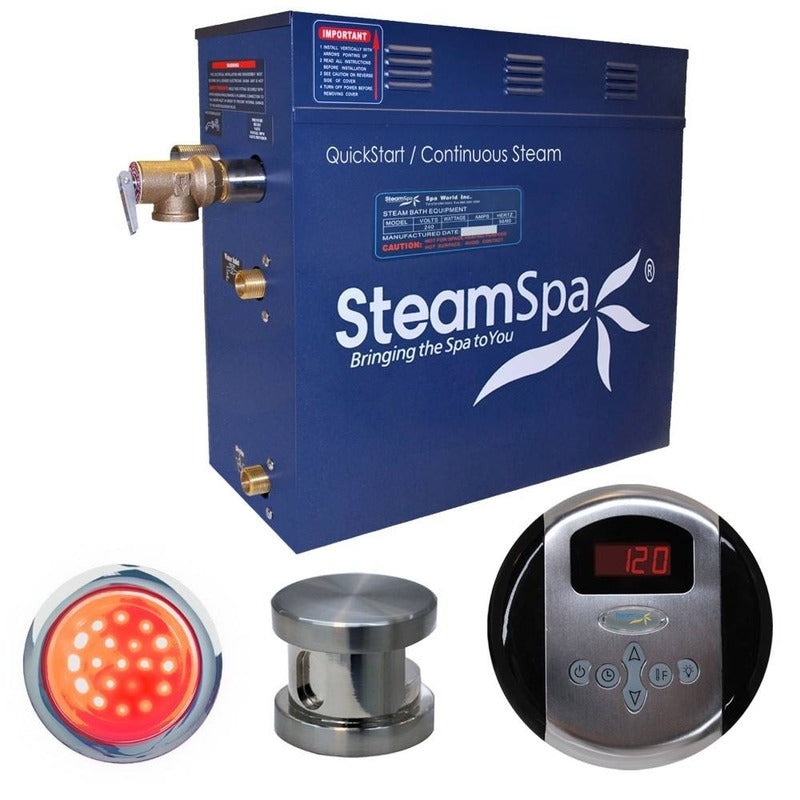 Indulgence 6 KW QuickStart Acu-Steam Bath Generator Package in Brushed Nickel - SteamSpa IN600BN