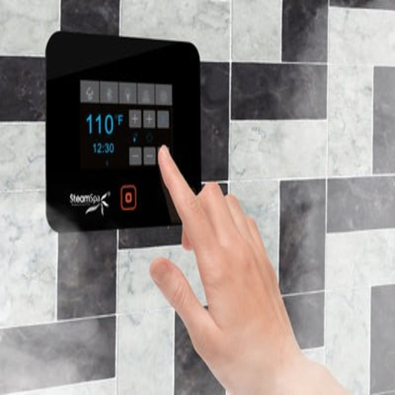 Black Series Wifi and Bluetooth 10.5kW QuickStart Steam Bath Generator Package in Matte Black