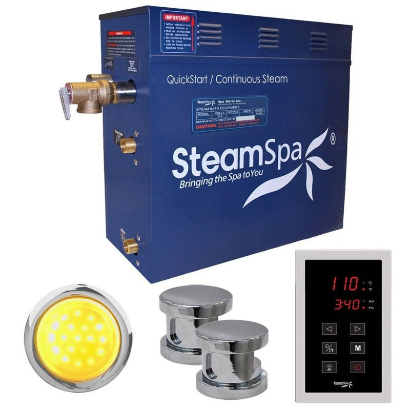 Indulgence 12 KW QuickStart Acu-Steam Bath Generator Package in Polished Chrome - SteamSpa INT1200CH