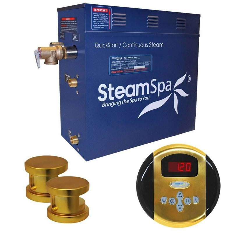 Oasis 12 KW QuickStart Acu-Steam Bath Generator Package in Polished Gold - SteamSpa OA1200GD