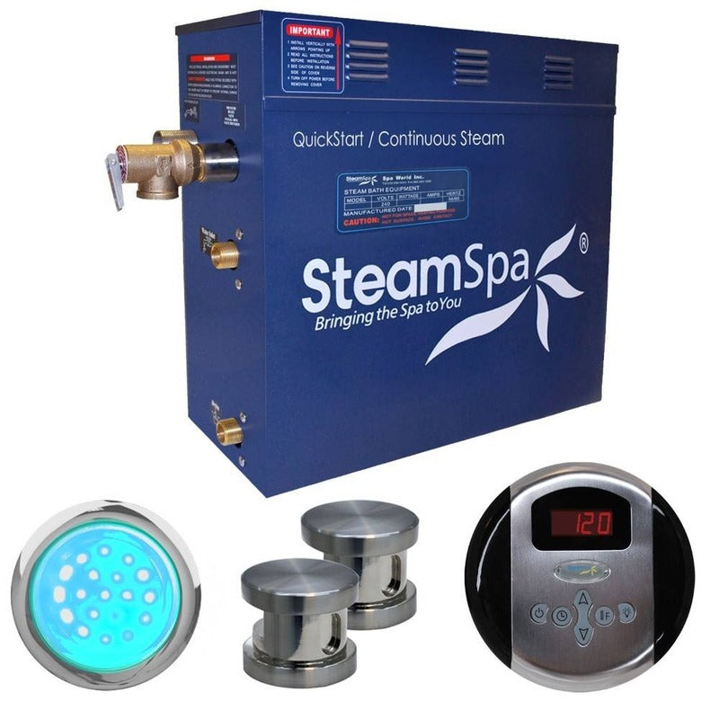 Indulgence 10.5 KW QuickStart Acu-Steam Bath Generator Package in Brushed Nickel - SteamSpa IN1050BN