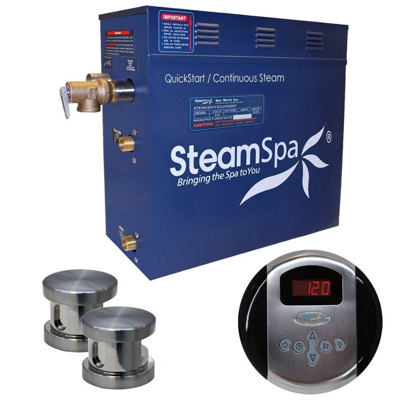 Oasis 12 KW QuickStart Acu-Steam Bath Generator Package in Brushed Nickel - SteamSpa OA1200BN