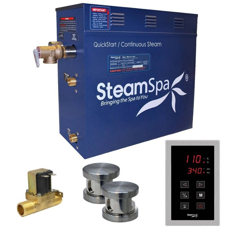 Oasis 10.5 KW QuickStart Acu-Steam Bath Generator Package w/ Built-in Auto Drain in Brushed Nickel - SteamSpa OAT1050BN-A