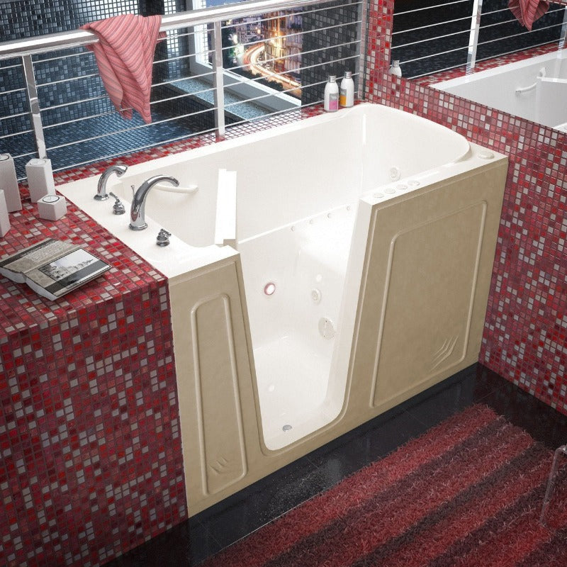 MediTub - 3260 Series Walk-In 32 x 60 Left Drain Biscuit Whirlpool & Air Jetted Walk-In Bathtub