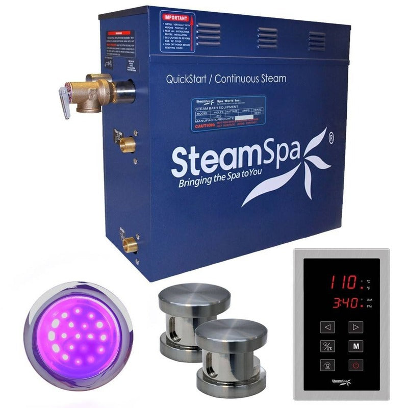 Indulgence 12 KW QuickStart Acu-Steam Bath Generator Package in Brushed Nickel - SteamSpa INT1200BN