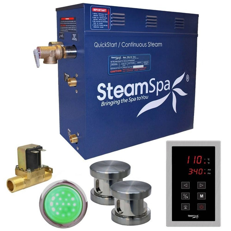Indulgence 10.5 KW QuickStart Acu-Steam Bath Generator Package w/ Built-in Auto Drain in Brushed Nickel - SteamSpa INT1050BN-A