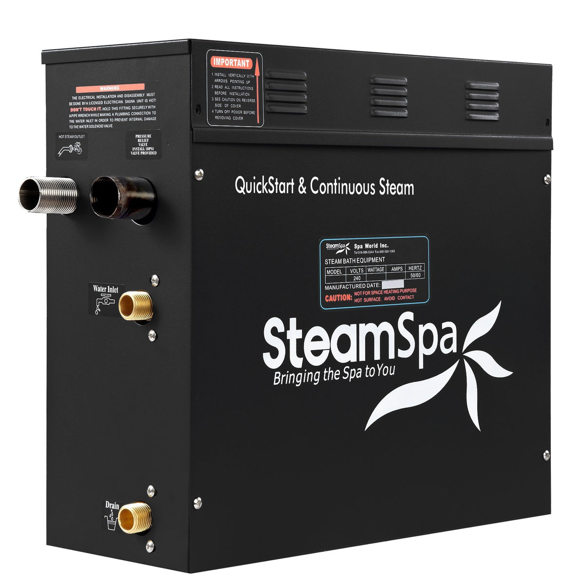 SteamSpa Black Series 2 x 7.5kW QuickStart Steam Bath Generator Package with Dual Aroma Pump