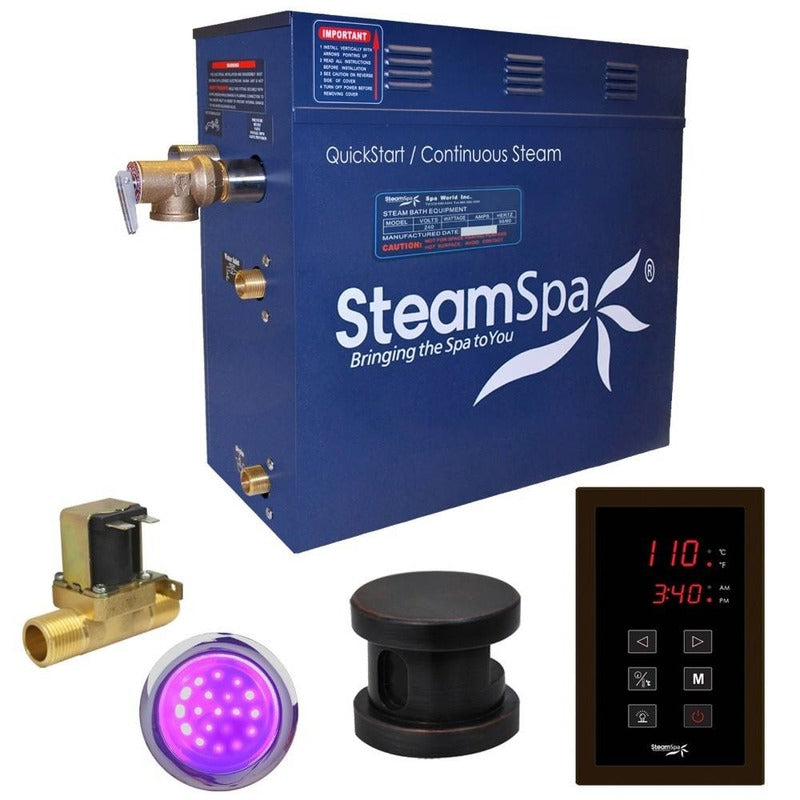 Indulgence 7.5 KW QuickStart Acu-Steam Bath Generator Package w/ Built-in Auto Drain in Oil Rubbed Bronze - SteamSpa INT750OB-A