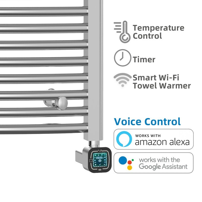 Heatgene Electric Radiator Towel Warmer with Programmable Smart Timer and Temperature Control in Brushed, Chrome, Matte Black HG0286