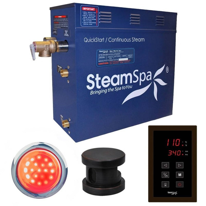 Indulgence 7.5 KW QuickStart Acu-Steam Bath Generator Package in Oil Rubbed Bronze - SteamSpa INT750OB