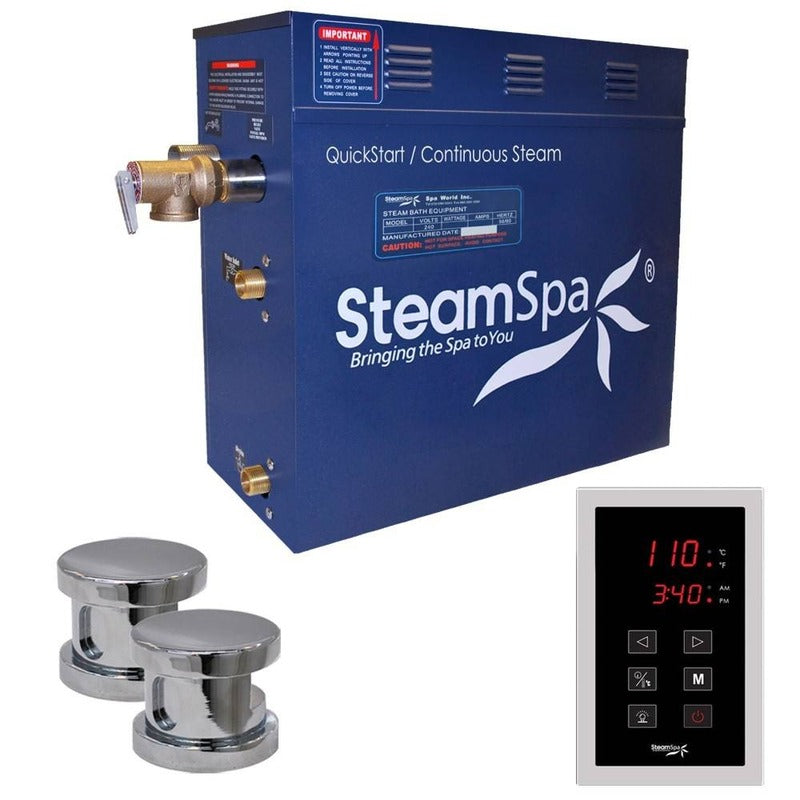 Oasis 12 KW QuickStart Acu-Steam Bath Generator Package in Polished Chrome - SteamSpa OAT1200CH