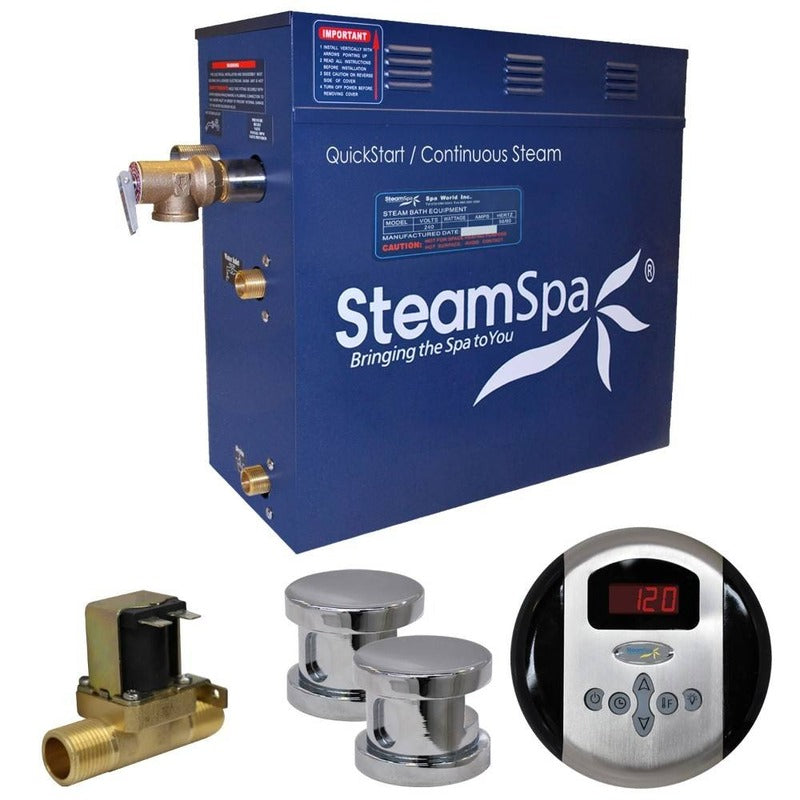 Oasis 10.5 KW QuickStart Acu-Steam Bath Generator Package w/ Built-in Auto Drain in Polished Chrome - SteamSpa OA1050CH-A