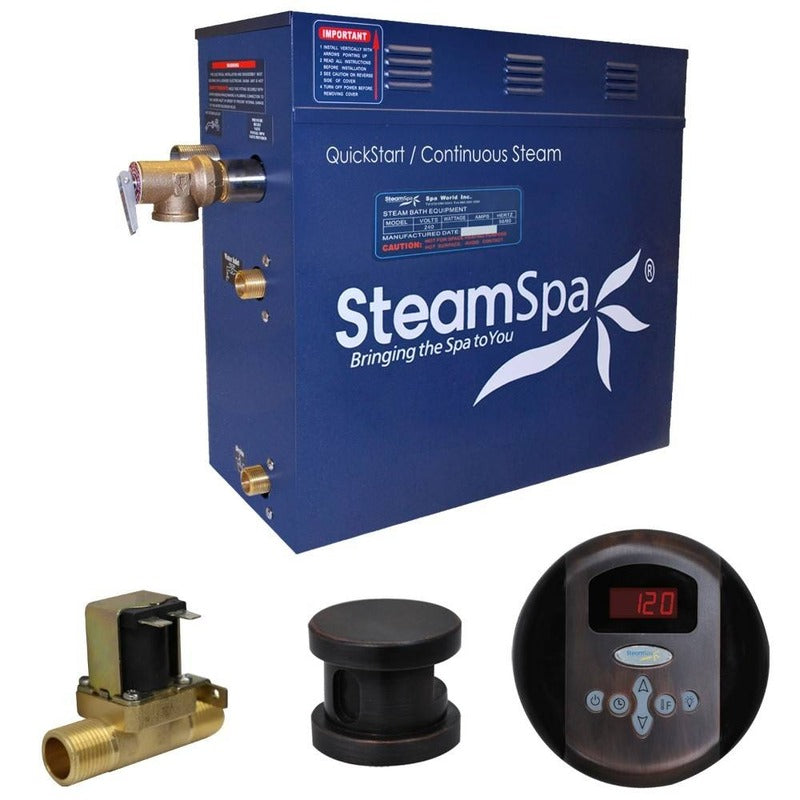 Oasis 7.5 KW QuickStart Acu-Steam Bath Generator Package w/ Built-in Auto Drain in Oil Rubbed Bronze - SteamSpa OA750OB-A