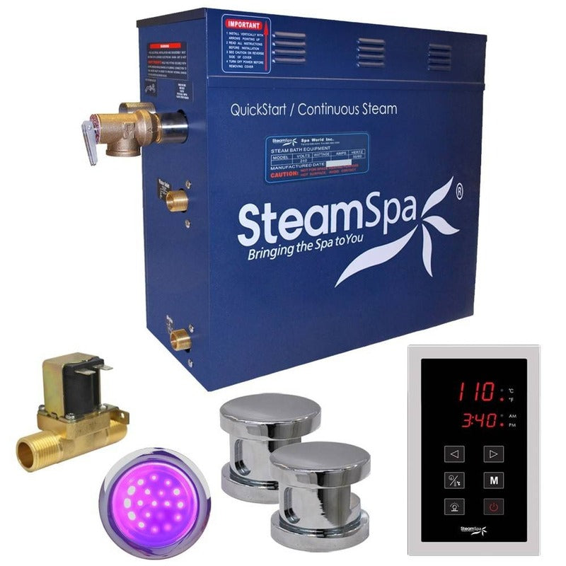 SteamSpa Indulgence 10.5 KW QuickStart Acu-Steam Bath Generator Package w/ Built-in Auto Drain in Polished Chrome - SteamSpa INT1050CH-A