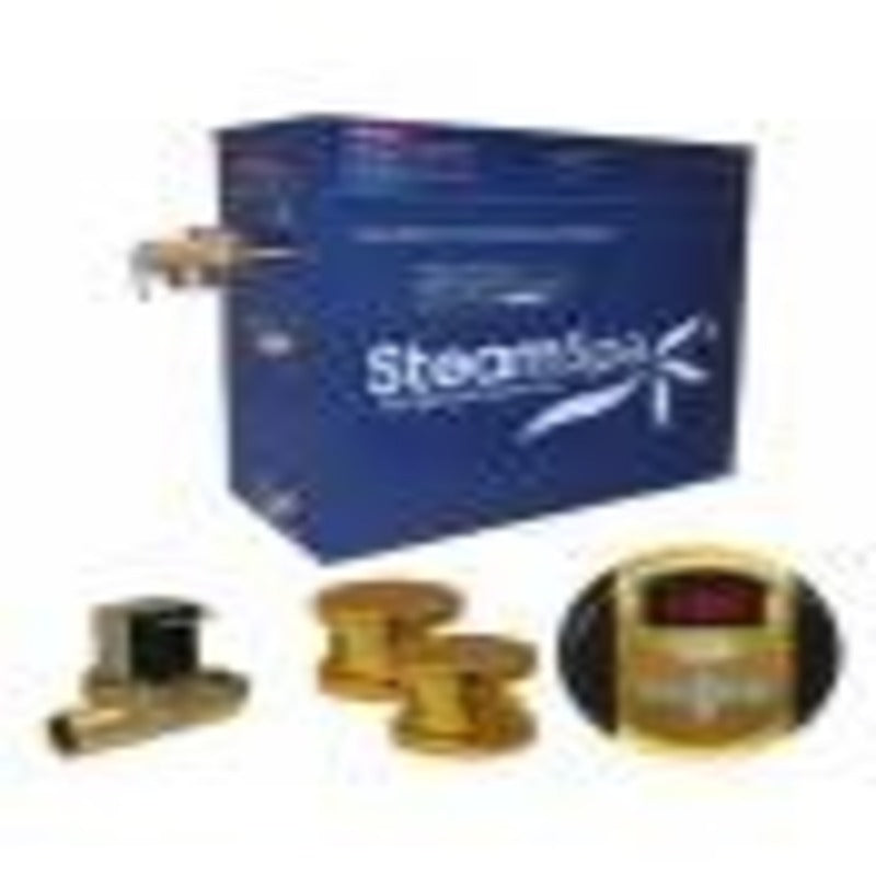 Steamspa Oasis 12 KW QuickStart Acu-Steam Bath Generator Package w/ Built-in Auto Drain in Polished Gold - SteamSpa OA1200GD-A