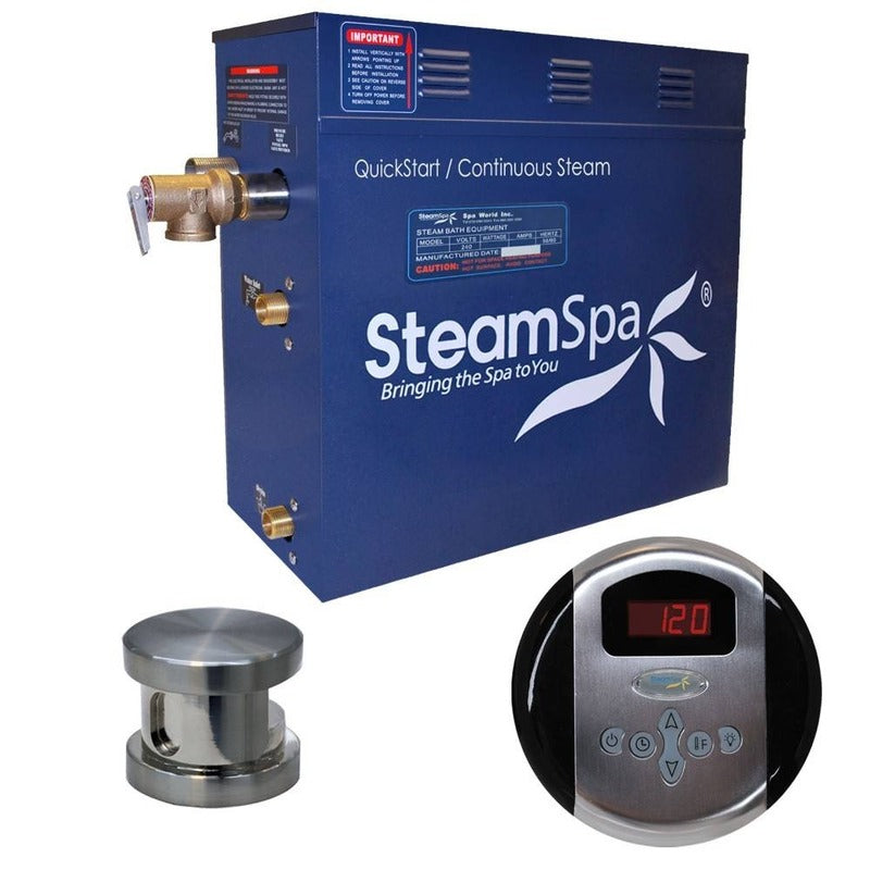 Oasis 7.5 KW QuickStart Acu-Steam Bath Generator Package in Brushed Nickel - SteamSpa OA750BN