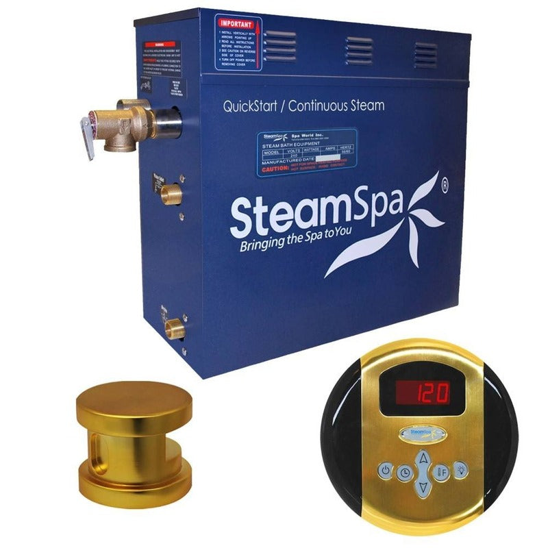 Oasis 7.5 KW QuickStart Acu-Steam Bath Generator Package in Polished Gold - SteamSpa OA750GD