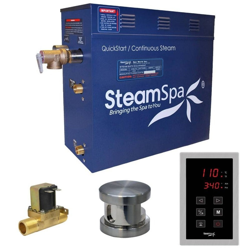 Oasis 6 KW QuickStart Acu-Steam Bath Generator Package w/ Built-in Auto Drain in Brushed Nickel - SteamSpa OAT600BN-A