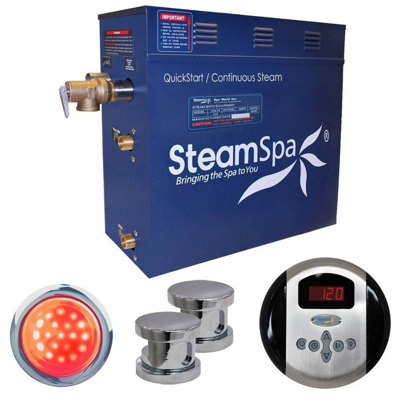 Indulgence 10.5 KW QuickStart Acu-Steam Bath Generator Package in Polished Chrome - SteamSpa IN1050CH