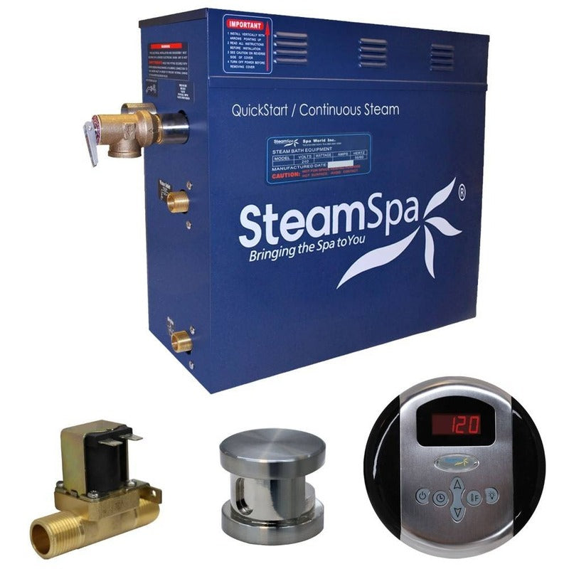 Oasis 6 KW QuickStart Acu-Steam Bath Generator Package w/ Built-in Auto Drain in Brushed Nickel - SteamSpa OA600BN-A