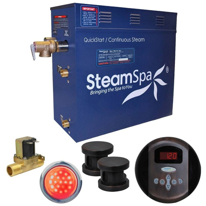SteamSPA Indulgence 10.5 KW QuickStart Acu-Steam Bath Generator Package w/ Built-in Auto Drain in Oil Rubbed Bronze - SteamSpa IN1050OB-A