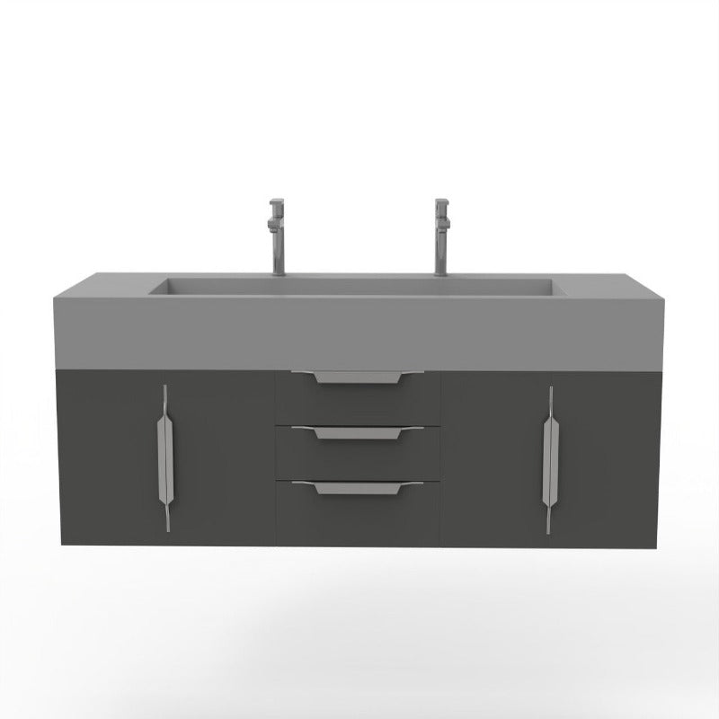 Kern 72" Black Vanity Set with ( White / Grey / Black) Top