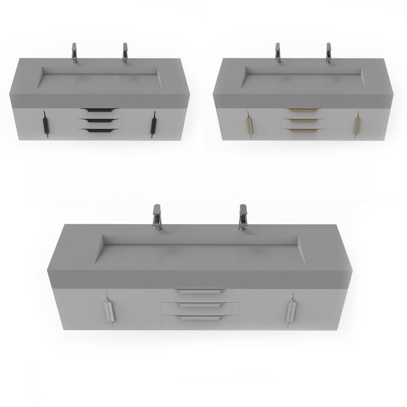 Kern 72" Grey Vanity Set with ( White / Grey / Black ) Top