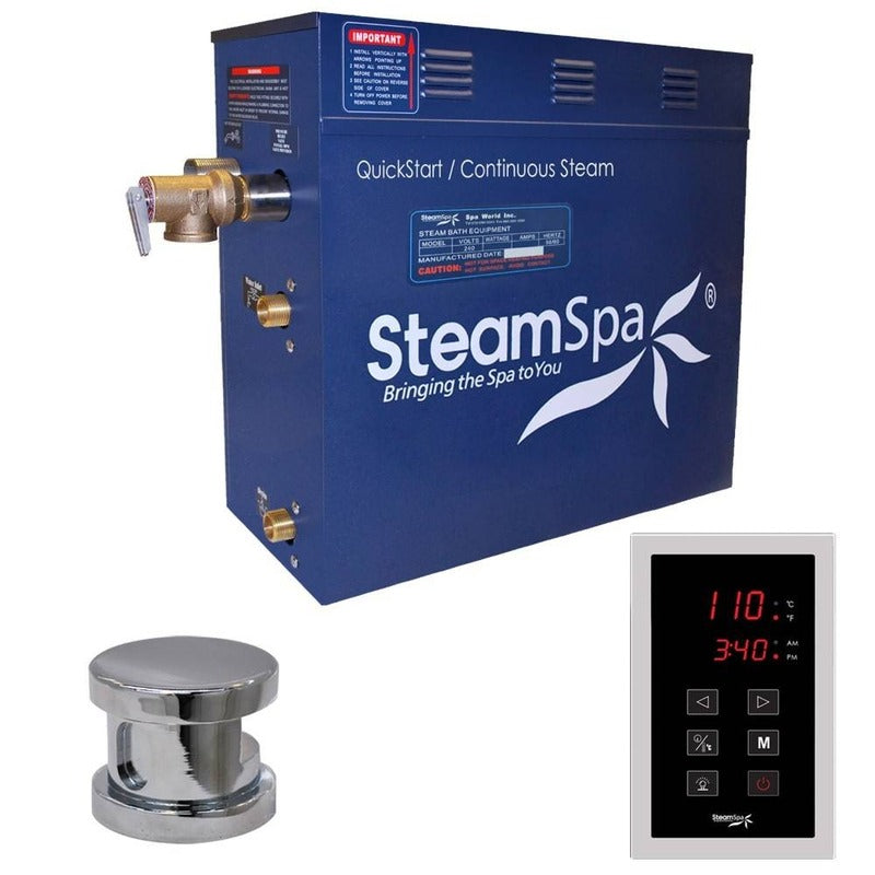 Oasis 4.5 KW QuickStart Acu-Steam Bath Generator Package in Polished Chrome - SteamSpa OAT450CH