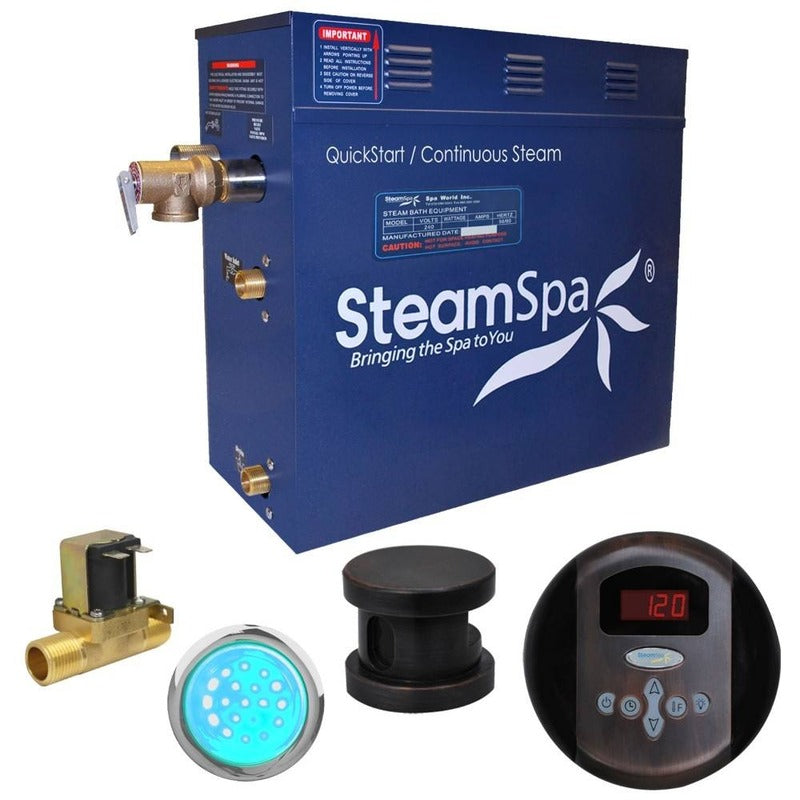 Indulgence 9 KW QuickStart Acu-Steam Bath Generator Package w/ Built-in Auto Drain in Oil Rubbed Bronze - SteamSpa IN900OB-A