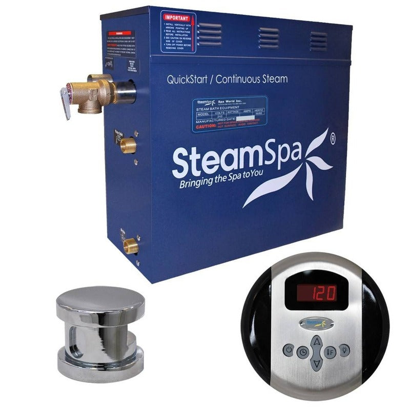 Oasis 9 KW QuickStart Acu-Steam Bath Generator Package in Polished Chrome - SteamSpa OA900CH