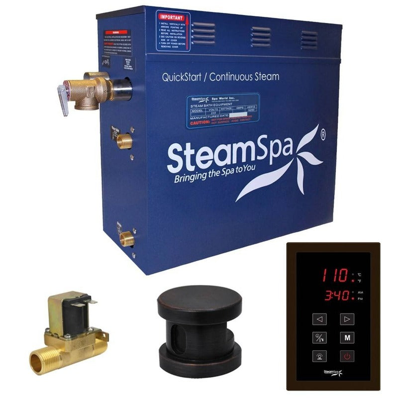 Oasis 6 KW QuickStart Acu-Steam Bath Generator Package w/ Built-in Auto Drain in Oil Rubbed Bronze - SteamSpa OAT600OB-A