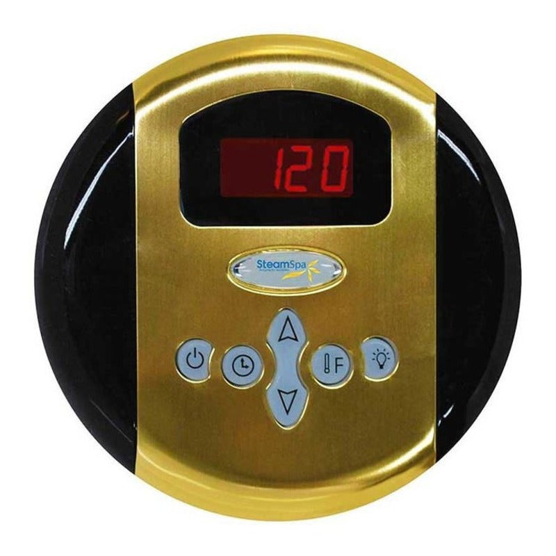 SteamSpa Indulgence 12 KW QuickStart Acu-Steam Bath Generator Package with Built-in Auto Drain in Polished Gold IN1200GD-A