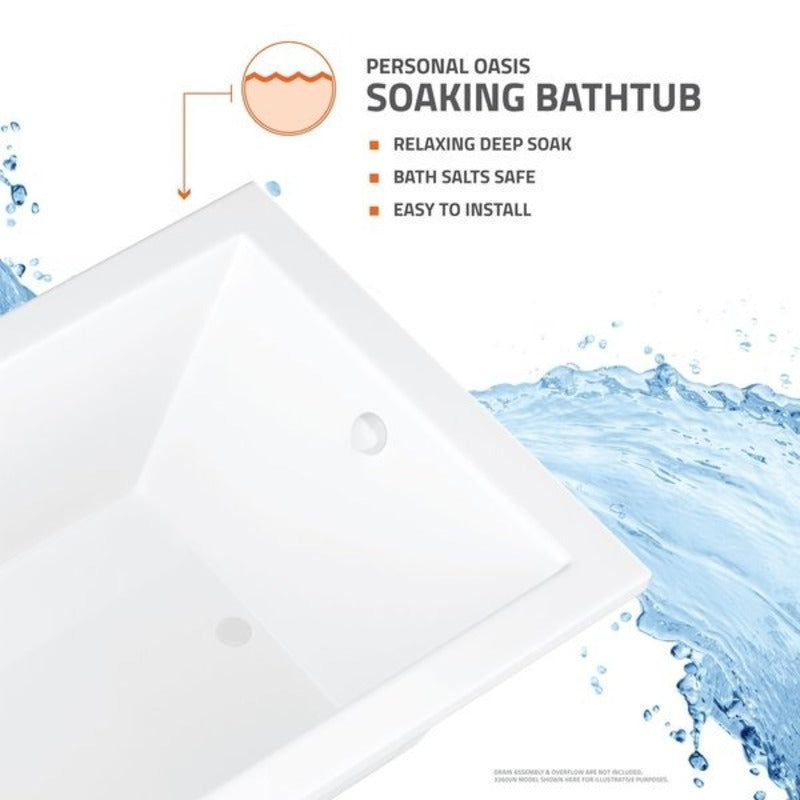 ATLANTIS WHIRLPOOLS EROS 36 X 72 RECTANGULAR BATHTUB 3672E