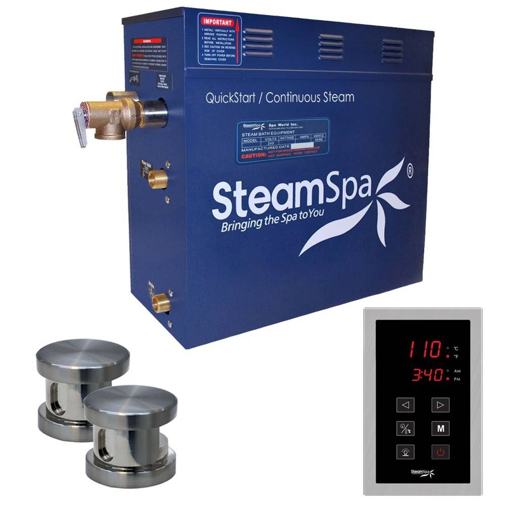 Oasis 12 KW QuickStart Acu-Steam Bath Generator Package in Brushed Nickel - SteamSpa OAT1200BN