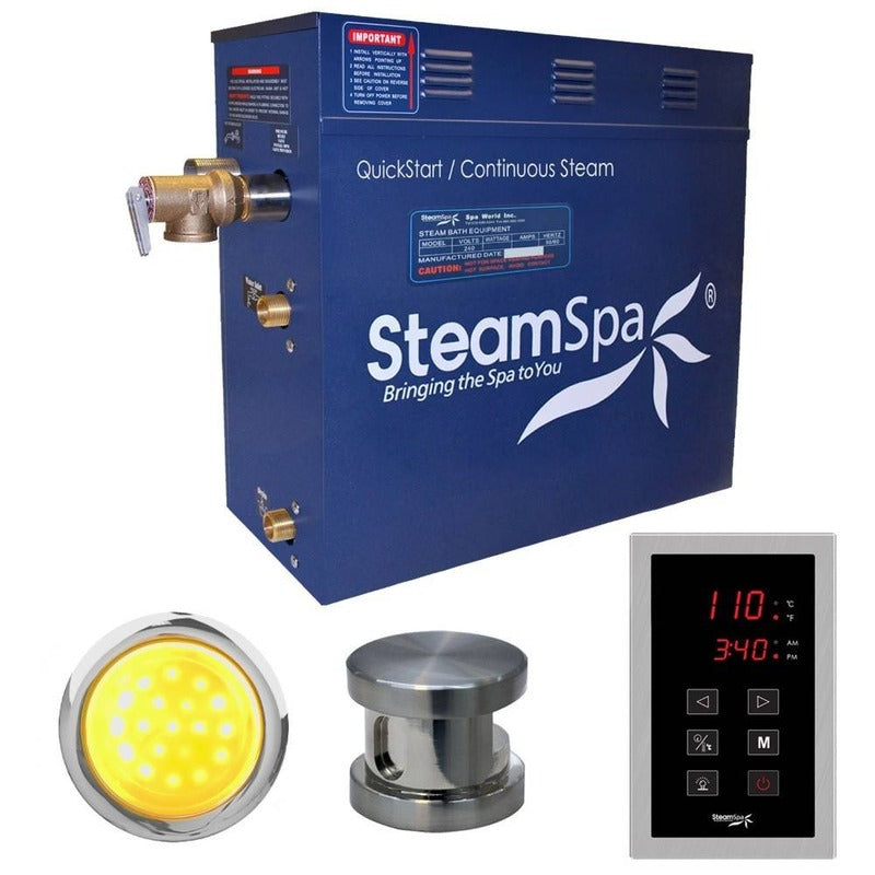 Indulgence 9 KW QuickStart Acu-Steam Bath Generator Package in Brushed Nickel - SteamSpa INT900BN