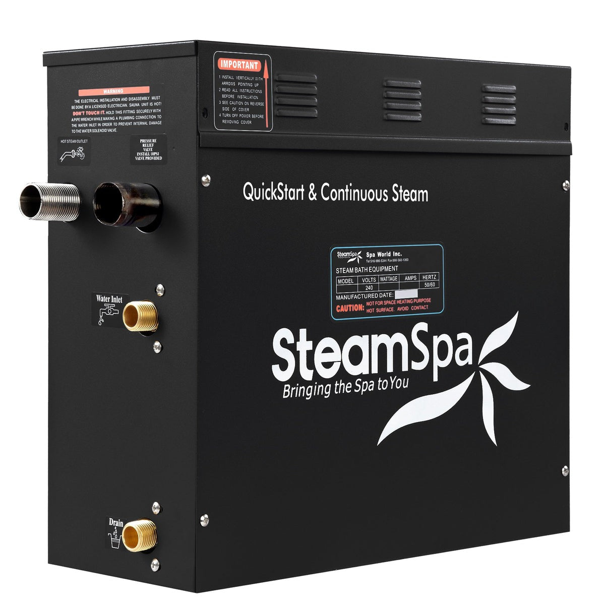 SteamSpa Black Series 2 x 9kW QuickStart Steam Bath Generator Package with Dual Aroma Pump