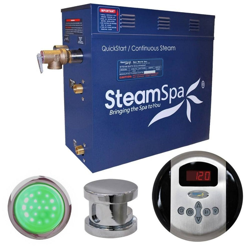 Indulgence 7.5 KW QuickStart Acu-Steam Bath Generator Package in Polished Chrome - SteamSpa IN750CH