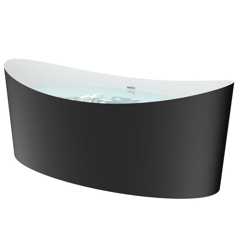 Heatgene 68.5" Acrylic Freestanding Soaking Tub, UPC Certified, Drain & Overflow Assembly Included in Matte Black HG699