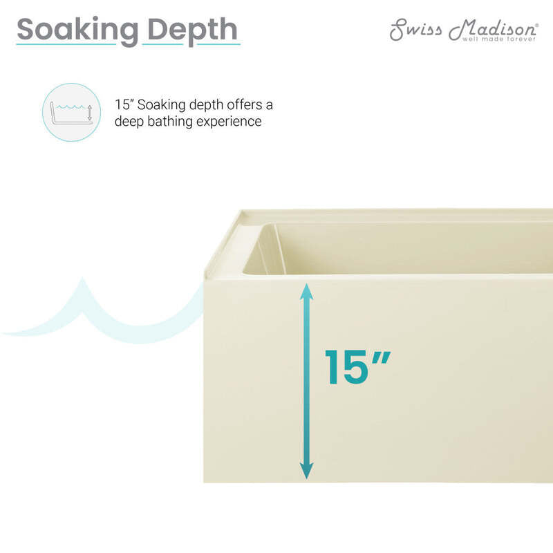 Swiss Madison Voltaire 48" X 32" Right-Hand Drain Alcove Bathtub with Apron in Bisque