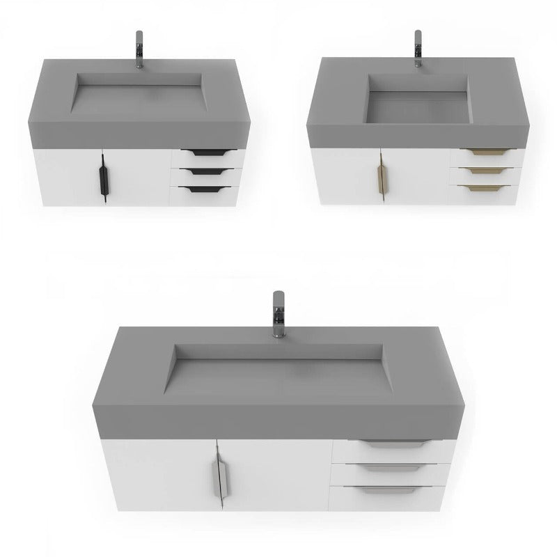 Kern 48" White Vanity Set with ( White / Grey / Black ) Top