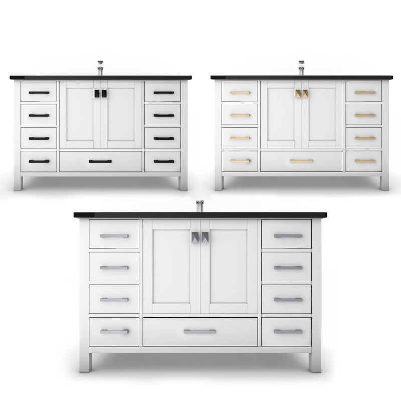 Ava 48" ( White / Grey / Blue ) Vanity Set with White And Black Top