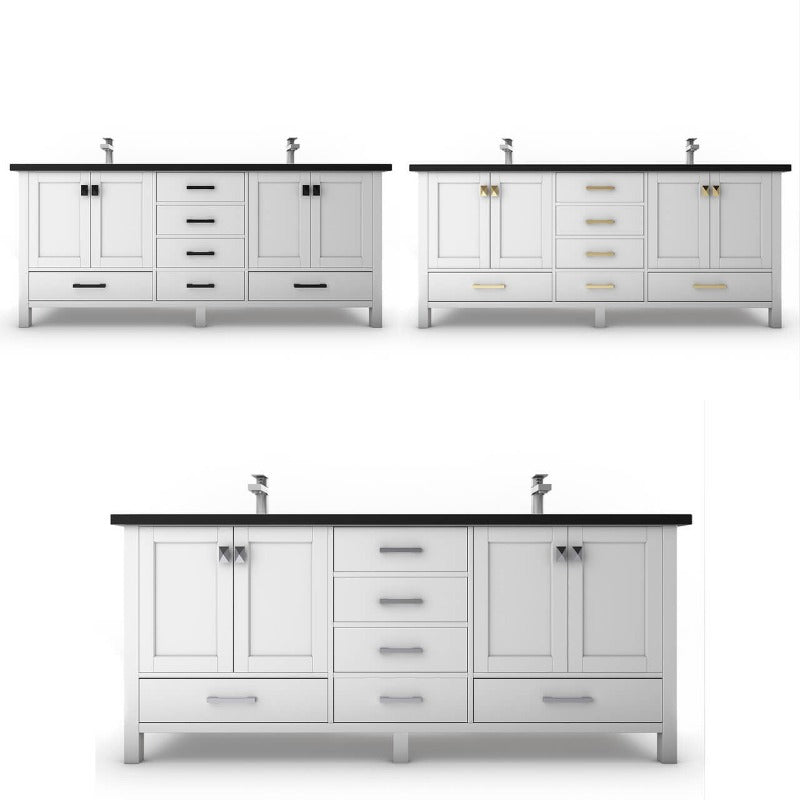 Ava 60" ( White / Grey / Black / Blue ) Vanity Set with White And BlackTop