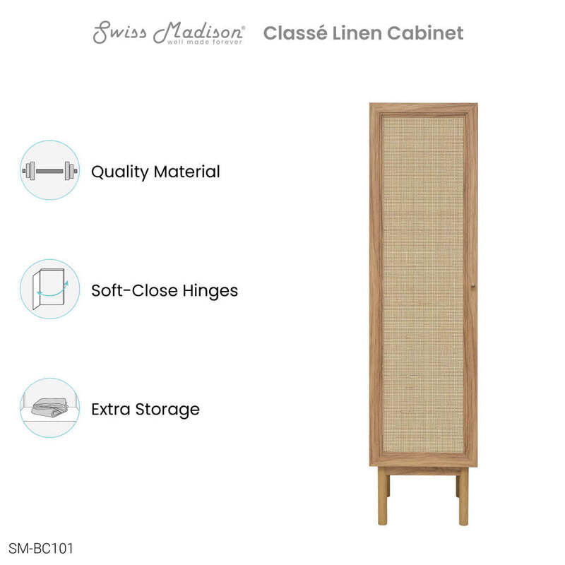 Swiss Madison Classé 15" W x 60" H x 15" D Linen Cabinet in Oak