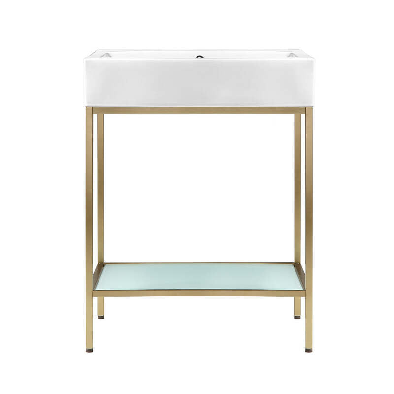 Swiss Madison Pierre 24 Single, Freestanding, Open Shelf, Gold Metal Frame Bathroom Vanity